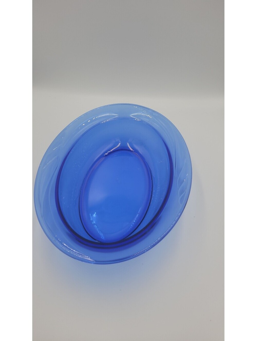 Vintage Blue Glass Oval Bowl Made in Italy – Elegant and Durable Decorative or